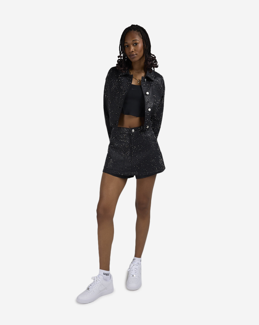 Shop Vibrant Rhinestone Trucker Jacket XJK143SN black | SNIPES USA