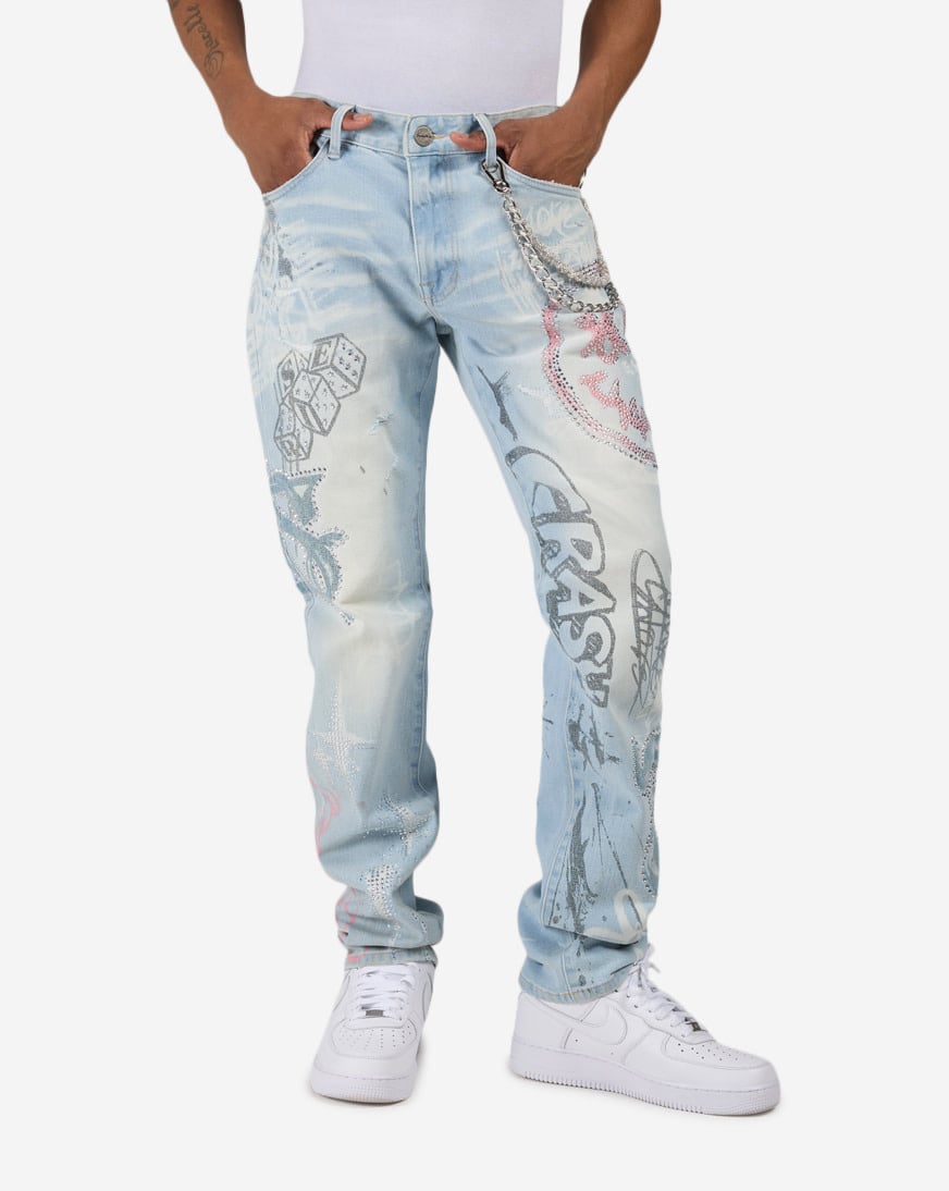 Shop Smoke Rise Smiley Doodle Jeans JP26S425SN-KOR blue | SNIPES USA