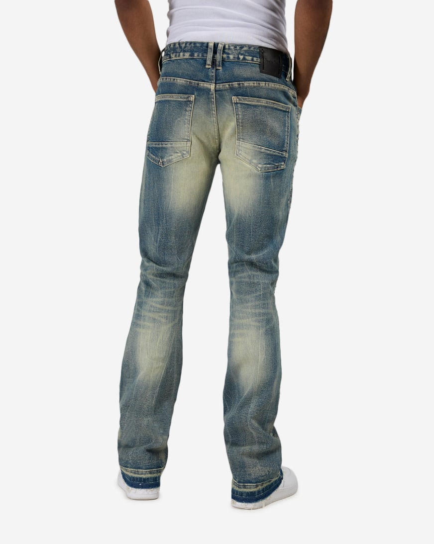 Shop Smoke Rise Studded Rip Repair Stacked Flare Jeans JP25712SNZ