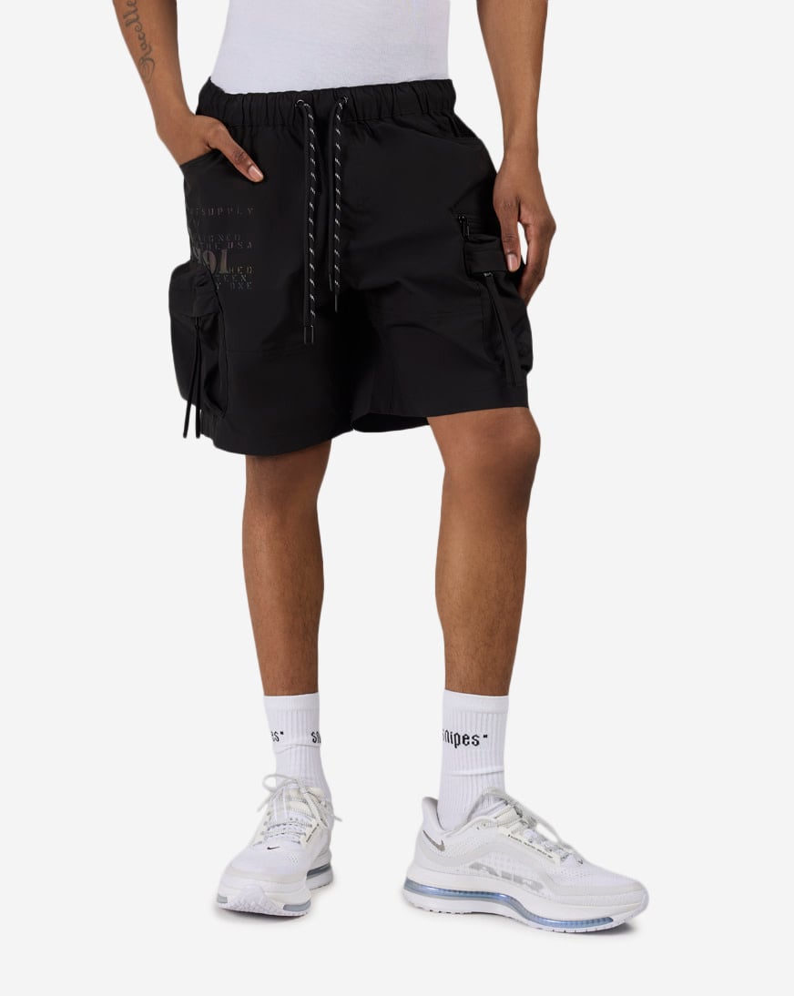 Shop Smoke Rise Utility Nylon Shorts WS26S482SN-BLK black | SNIPES USA