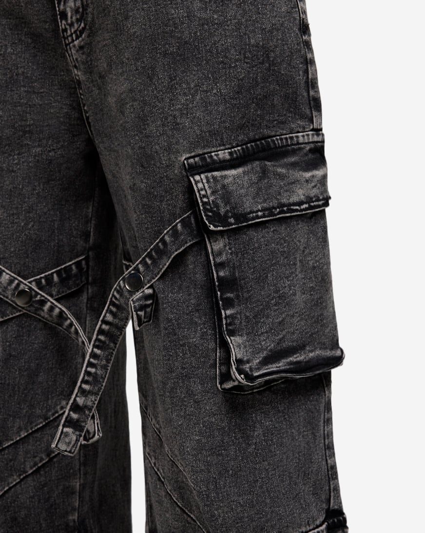 Shop American Bazi 4Pkt Criss Cross Straps Cargo Denim RJH