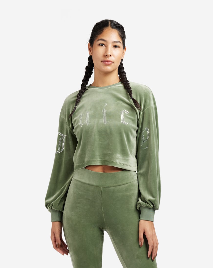 Shop Juicy Couture Velour Crew 110008843-J5027 green
