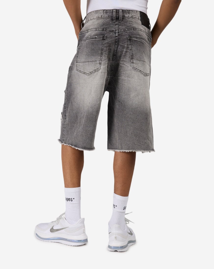 Shop Smoke Rise Skater Fit Denim Shorts JS25423SNZ-BLK grey