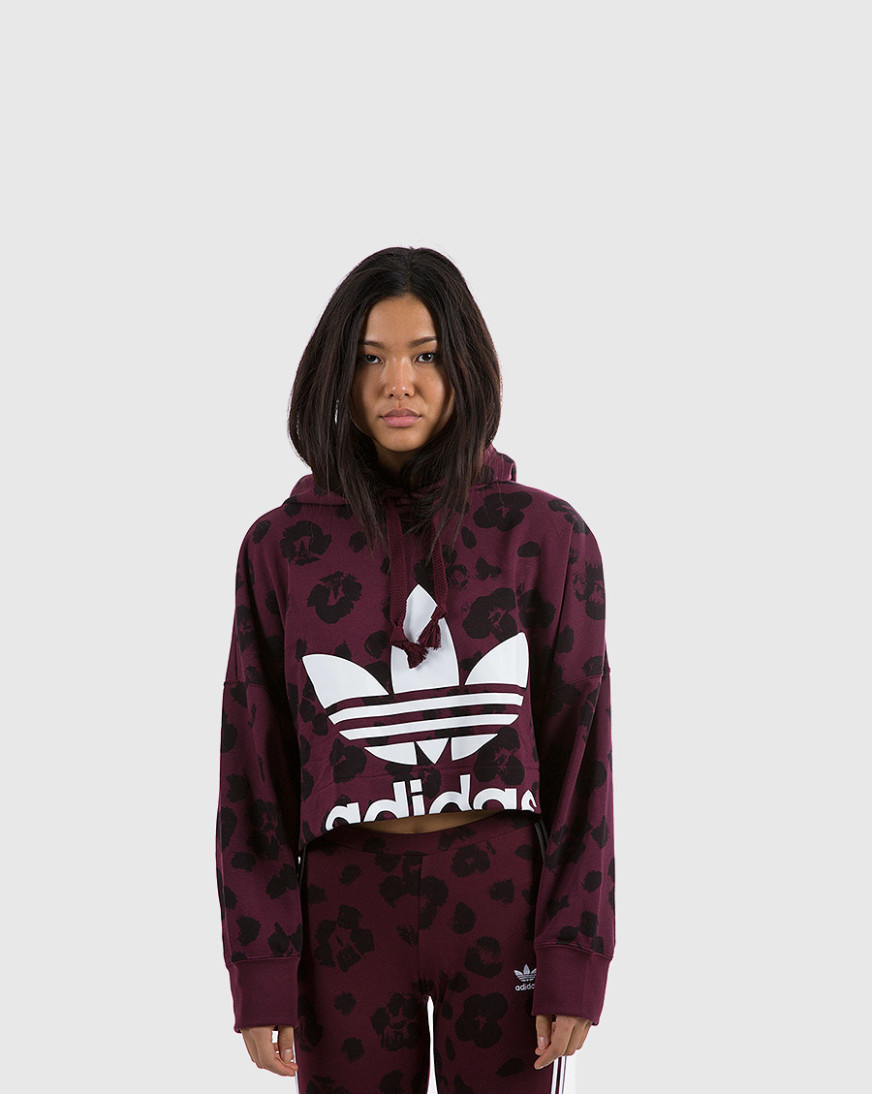 bellista allover print cropped hoodie