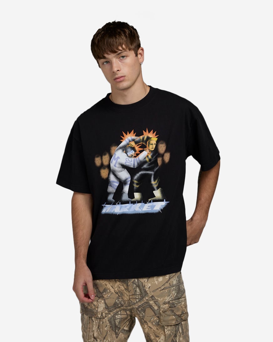 Shop MARKET Put The Gloves Down T-Shirt 399002054-BLK black