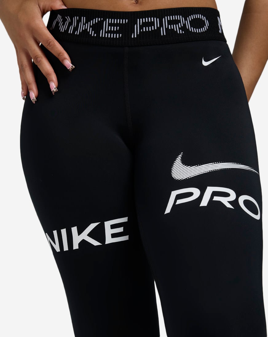 Shop Nike Pro Mid-Rise 7/8 Mesh-Panel Graphic Leggings HV2306-010
