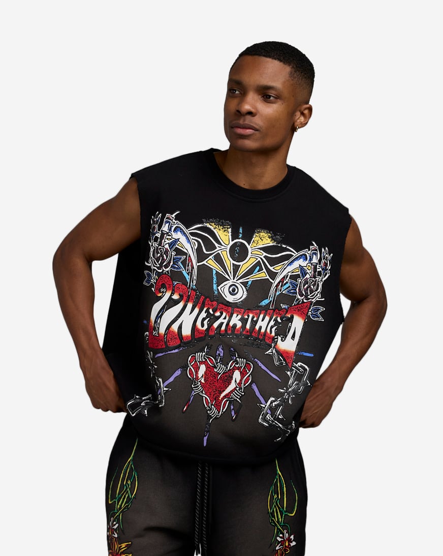 Shop Smoke Rise Printed Terry Muscle Tank KT25264SN-BLK