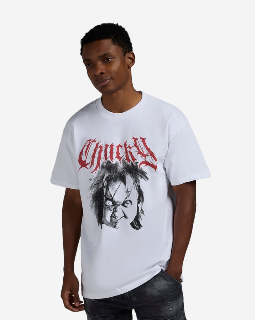 Shop Graphic Tees Chucky Face Tee CHK548 white | SNIPES USA