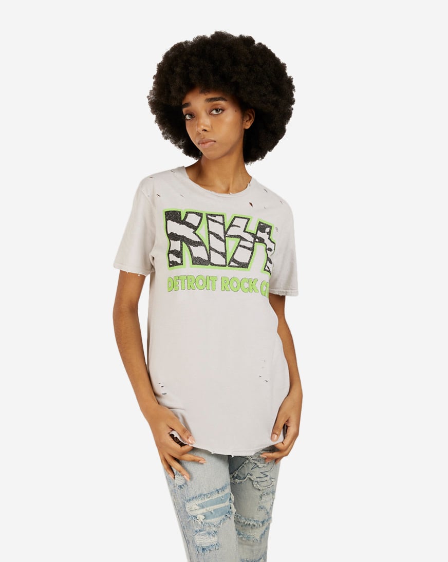 Shop Graphic Tees Kiss Puff Print Tee KSS1430FS grey