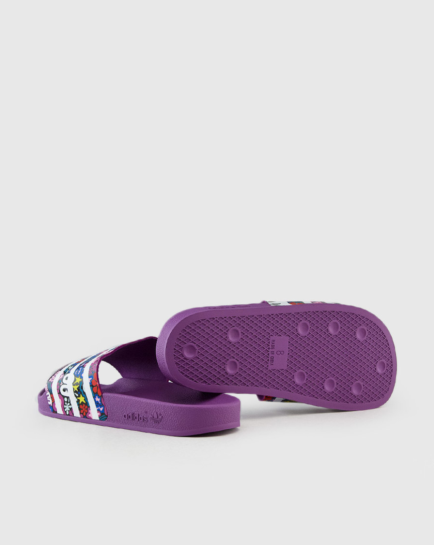 purple adidas slippers