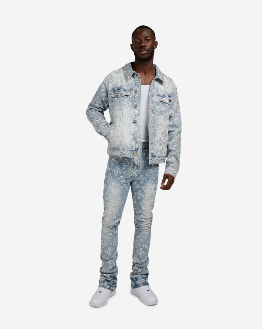 Shop Guapi Embellished Denim Jeans EMBELLISHED-DENIM-AQUA