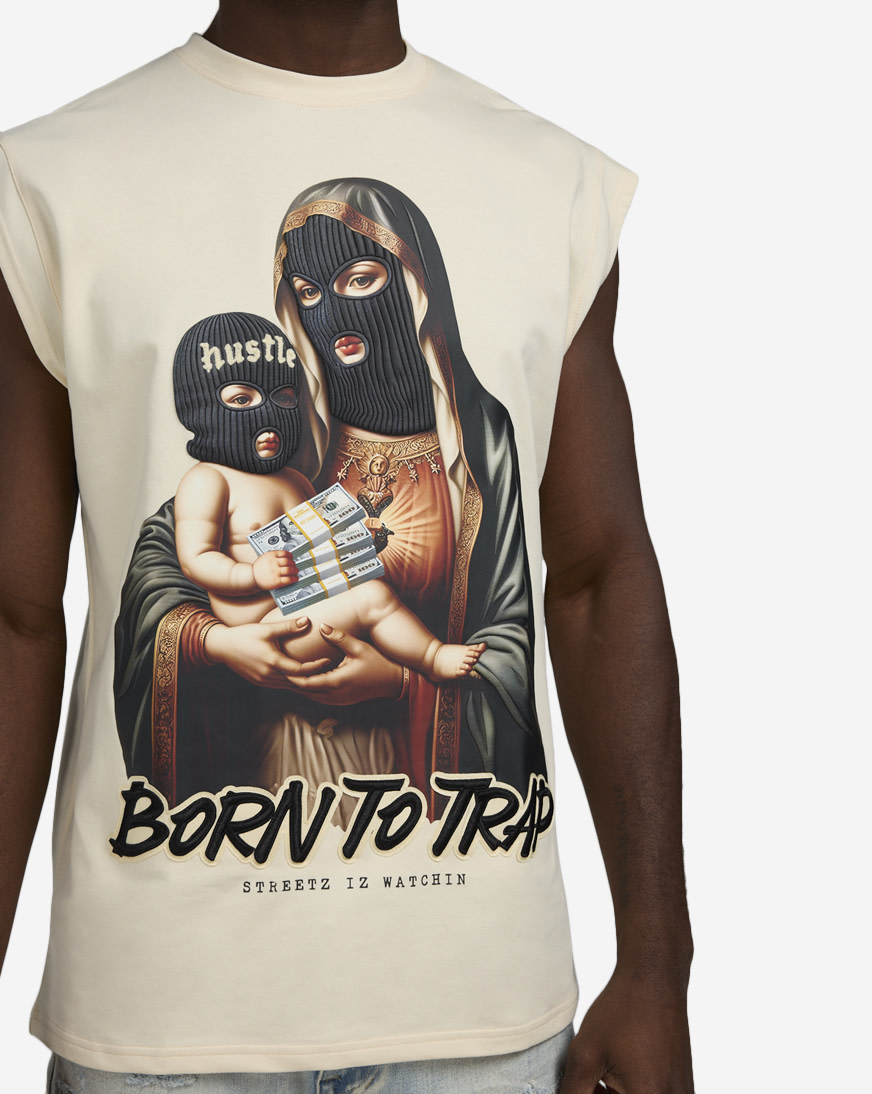 トップス zuzulemon Shop STREETZ IS WATCHIN Born To Trap Muscle Tank MSSSIW5183-CRM