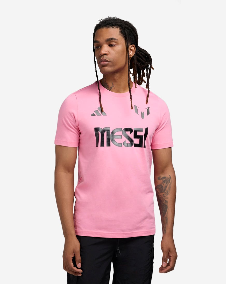 Shop adidas Messi Name And Number Graphic Tee JM3550 pink