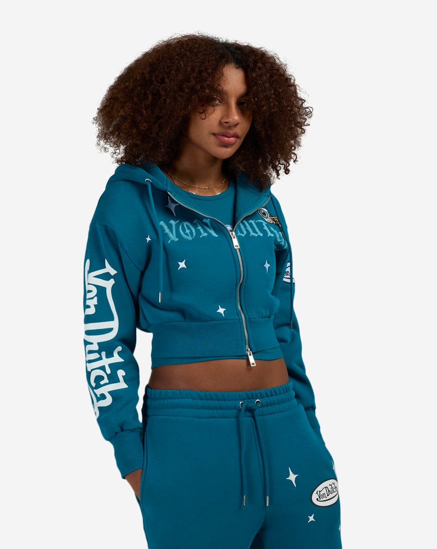 Shop Von Dutch HD Star Eyeball Full-Zip Hoodie 7VND2A7030SN blue