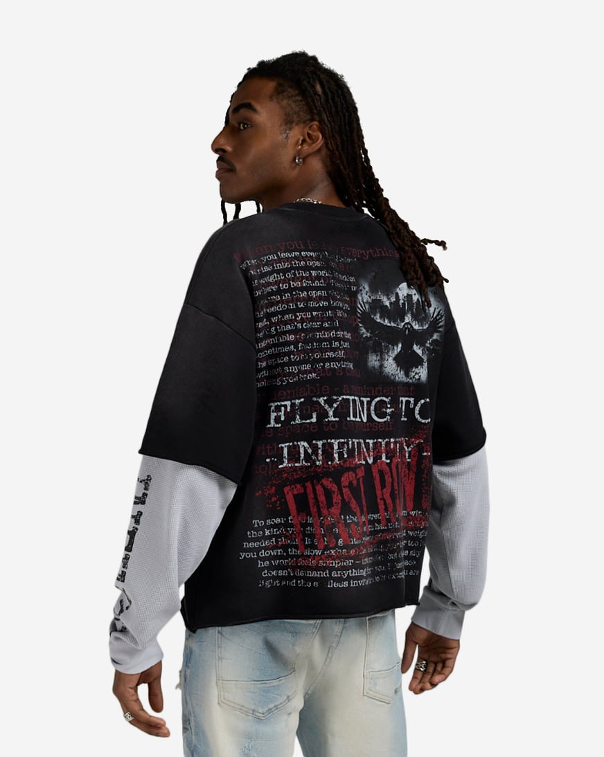 Shop First Row Flying To Infinity Long Sleeve Tee FRF3026S-BLKWHT