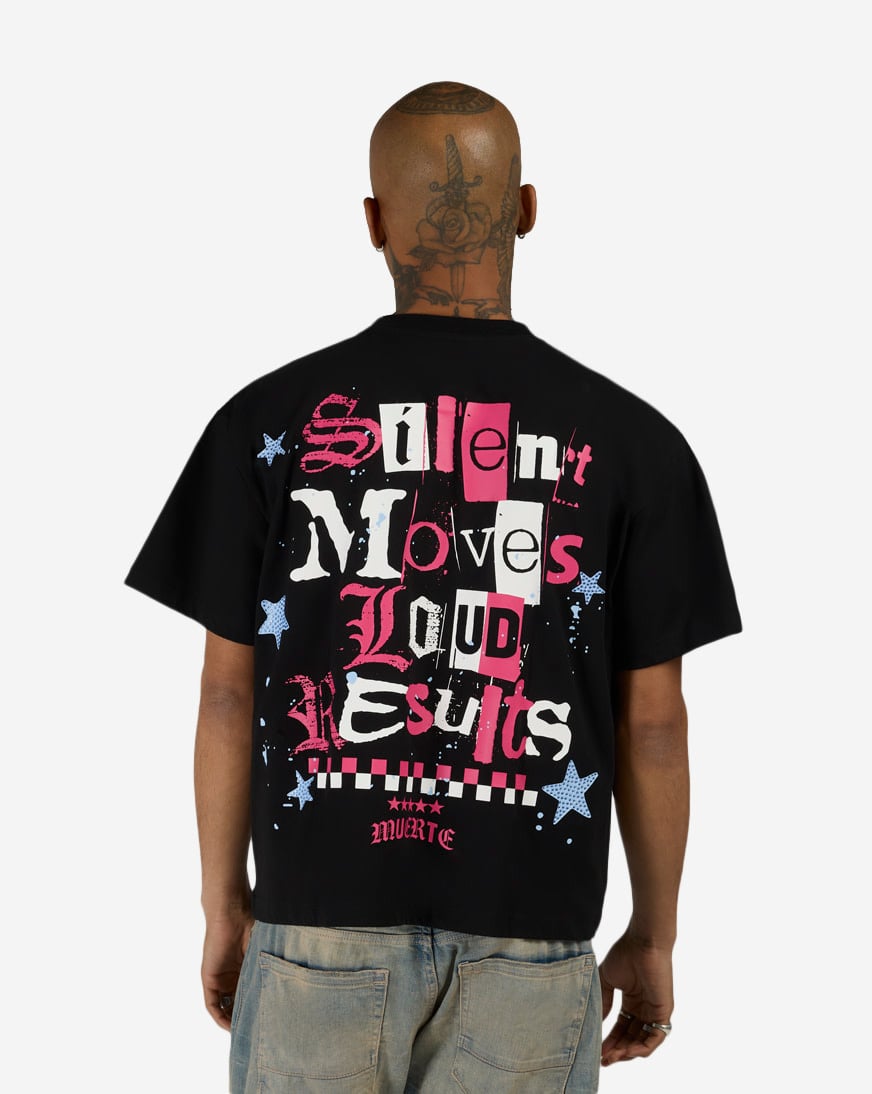Shop Hasta Muerte Silent Moves Cropped Tee SILENTMVS-05 black