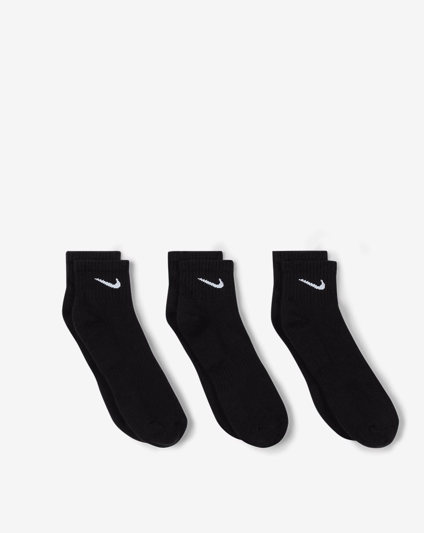 靴下・ソックス Unisex SX7677-010 Black Crew Socks, 3 Pairs Nike Everyday Lightweight SX7677-010 Large 3 Pack Black | eBay