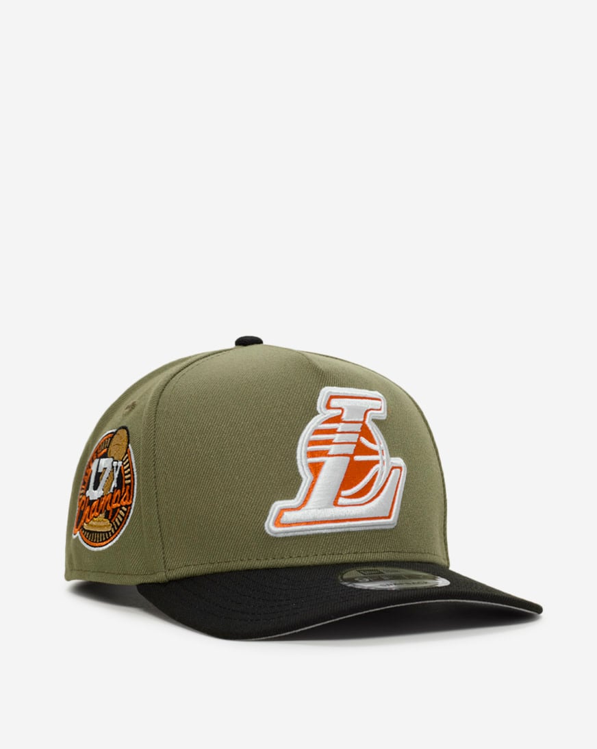 Shop New Era 9Fifty Los Angeles Lakers Green Bark A-Frame