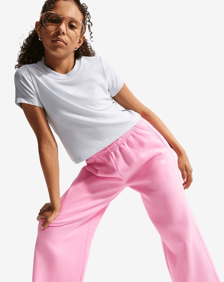 Shop Nike Big Kids' NSW Studio Fleece Open-Hem Pants IM4973-621