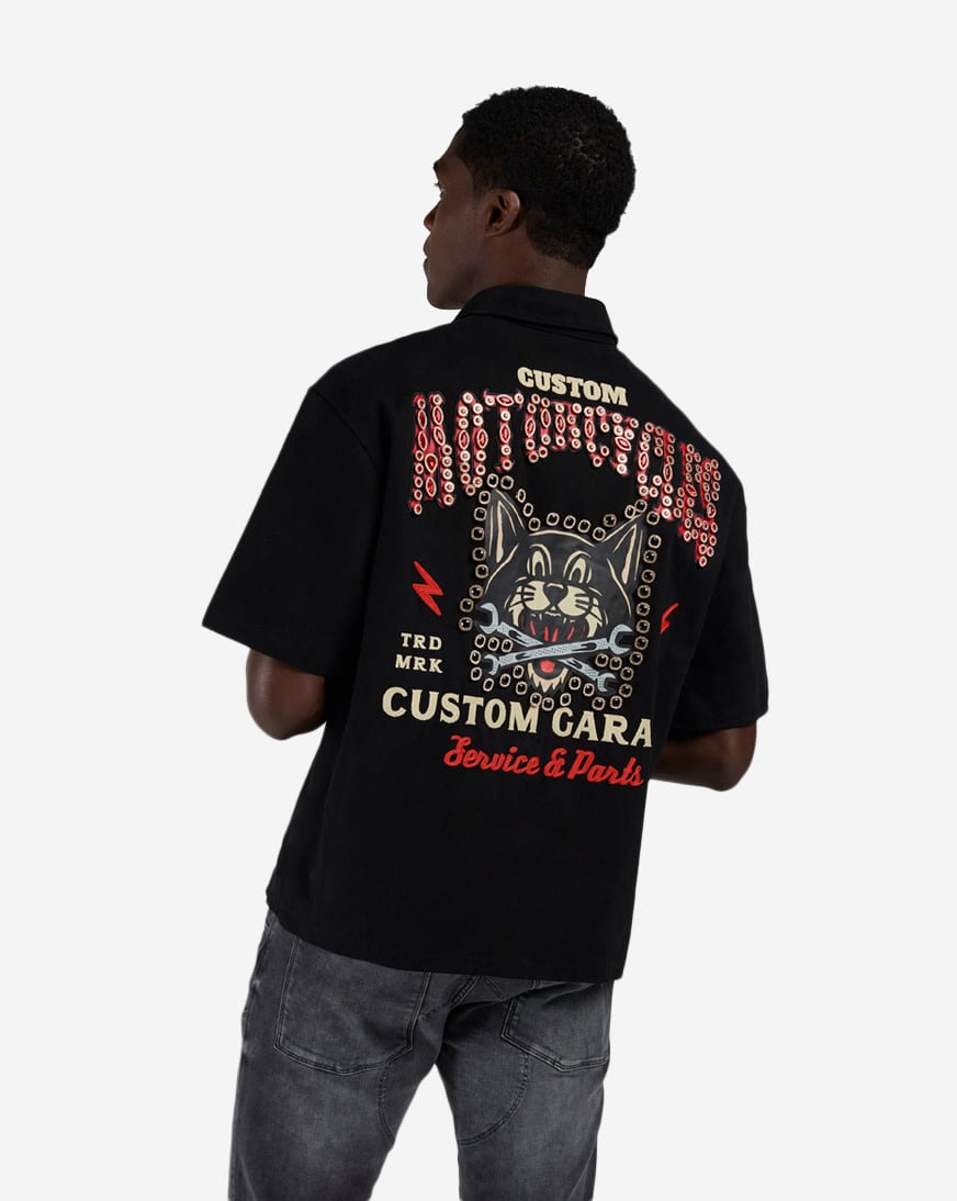 Shop Decibel Motorcycle Woven Top SSWT004-BLK black | SNIPES USA