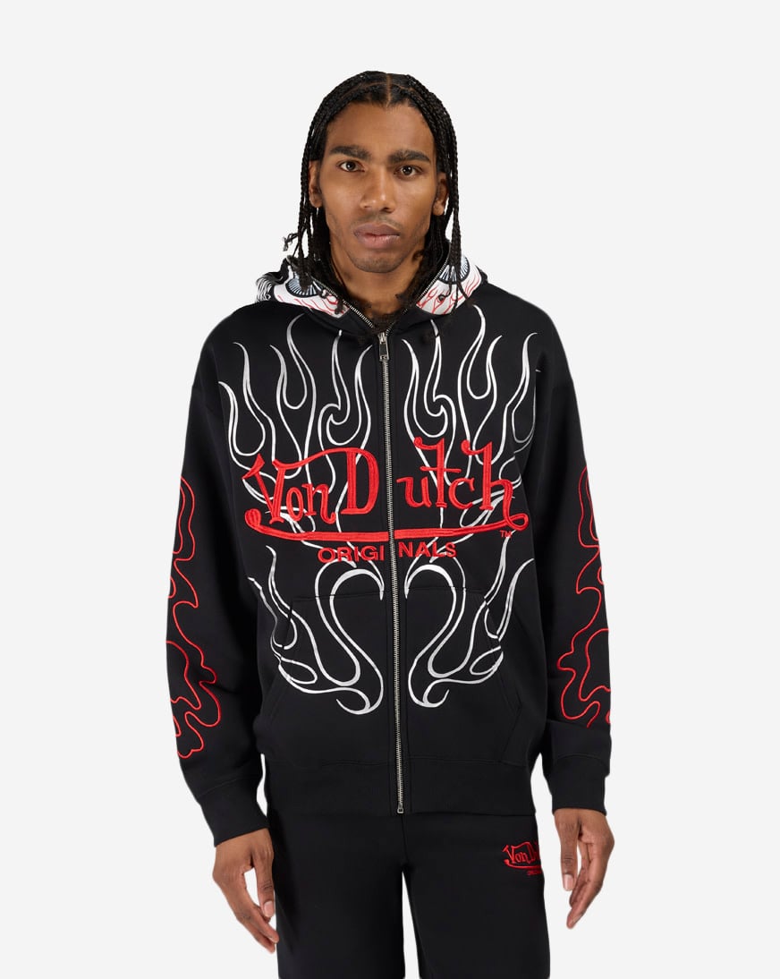 Shop Von Dutch Eye Of Fortune Full-Zip Hoodie 4VND2B0084SN-BLK