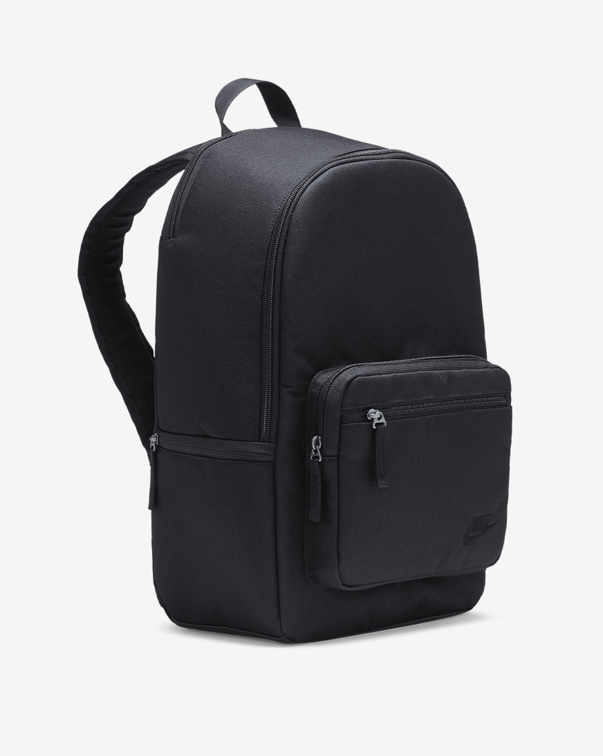 nike backpack plain black 3 Brand Blitz – – 30L, 9AT048-023 | Padded 15 in sleeve, mesh organizer, side bottle pocket, 2 zip pockets. For boys, girls, men, women, gym, and travel liter capacity for daily essentials plus a laptop Nike Heritage logo backpack in