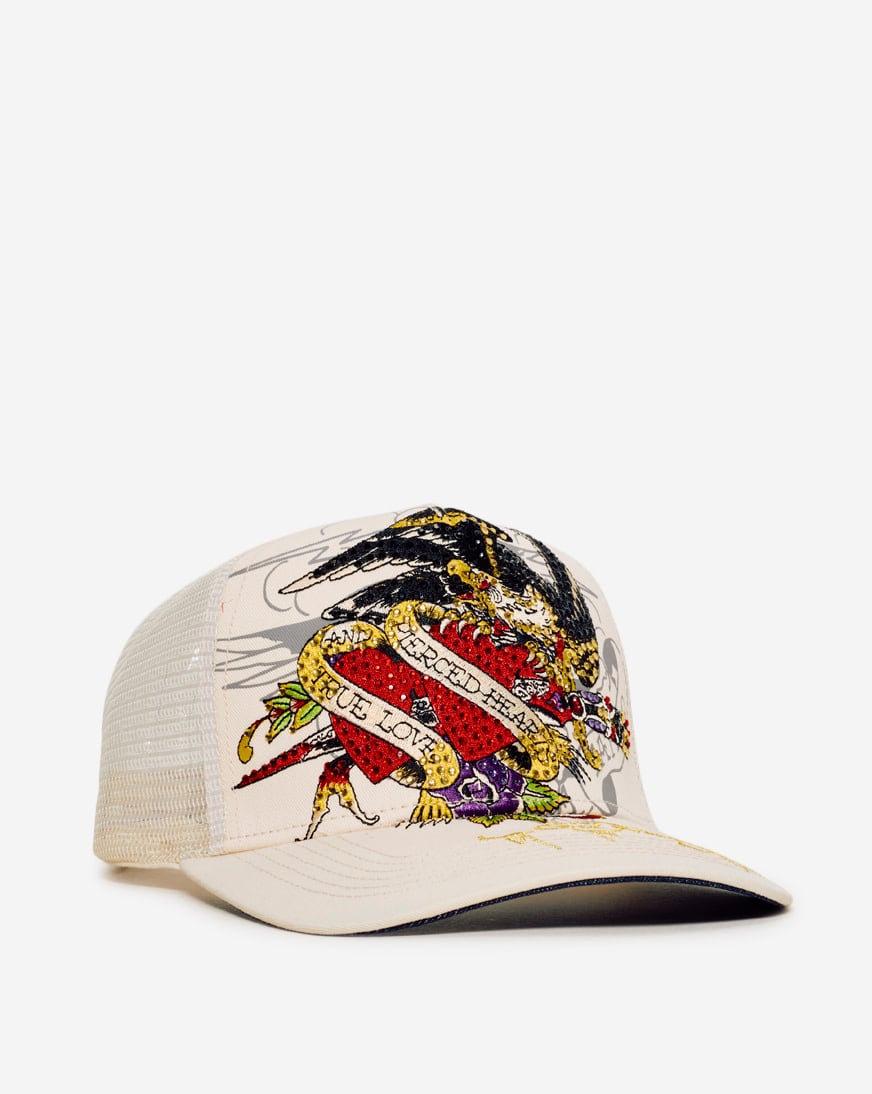 Shop Ed Hardy Rhinestone Pierced Eagle Trucker Hat EHH0001-37RS