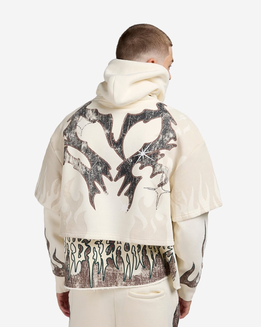 Shop Smoke Rise Unbreakable 2 Fer Hoodie FO25617SN-CHA cream