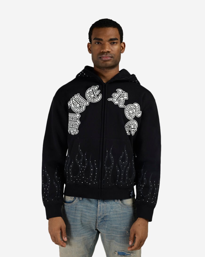 Shop Hasta Muerte Muerte Flames Hoodie MUERTEFLMHOOD-01 black