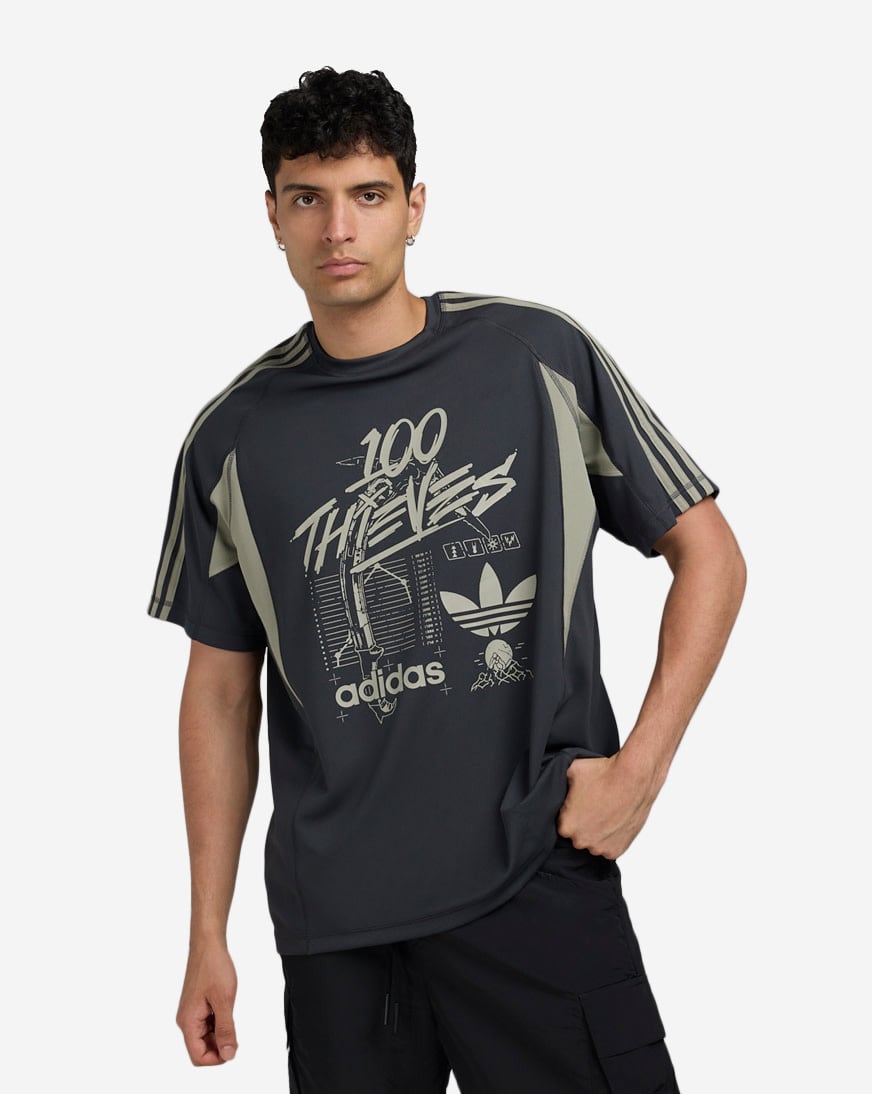セール ◆ adidas × 100 THIEVES ◆ ジャージー Tシャツ◆ Shop adidas 100 Thieves Tee JM3259 black | SNIPES USA