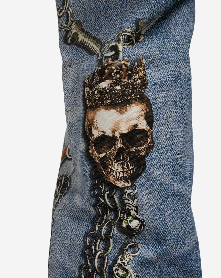 Shop Decibel Skull Printed Denim Jeans DECWB483-IND blue | SNIPES USA