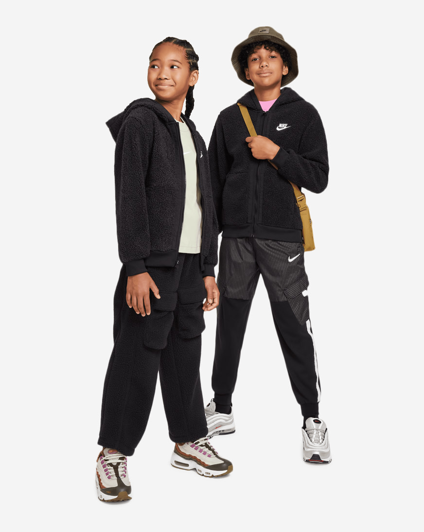 Shop Nike Grade School NSW Club Fleece Full-Zip Hoodie FJ6019-010