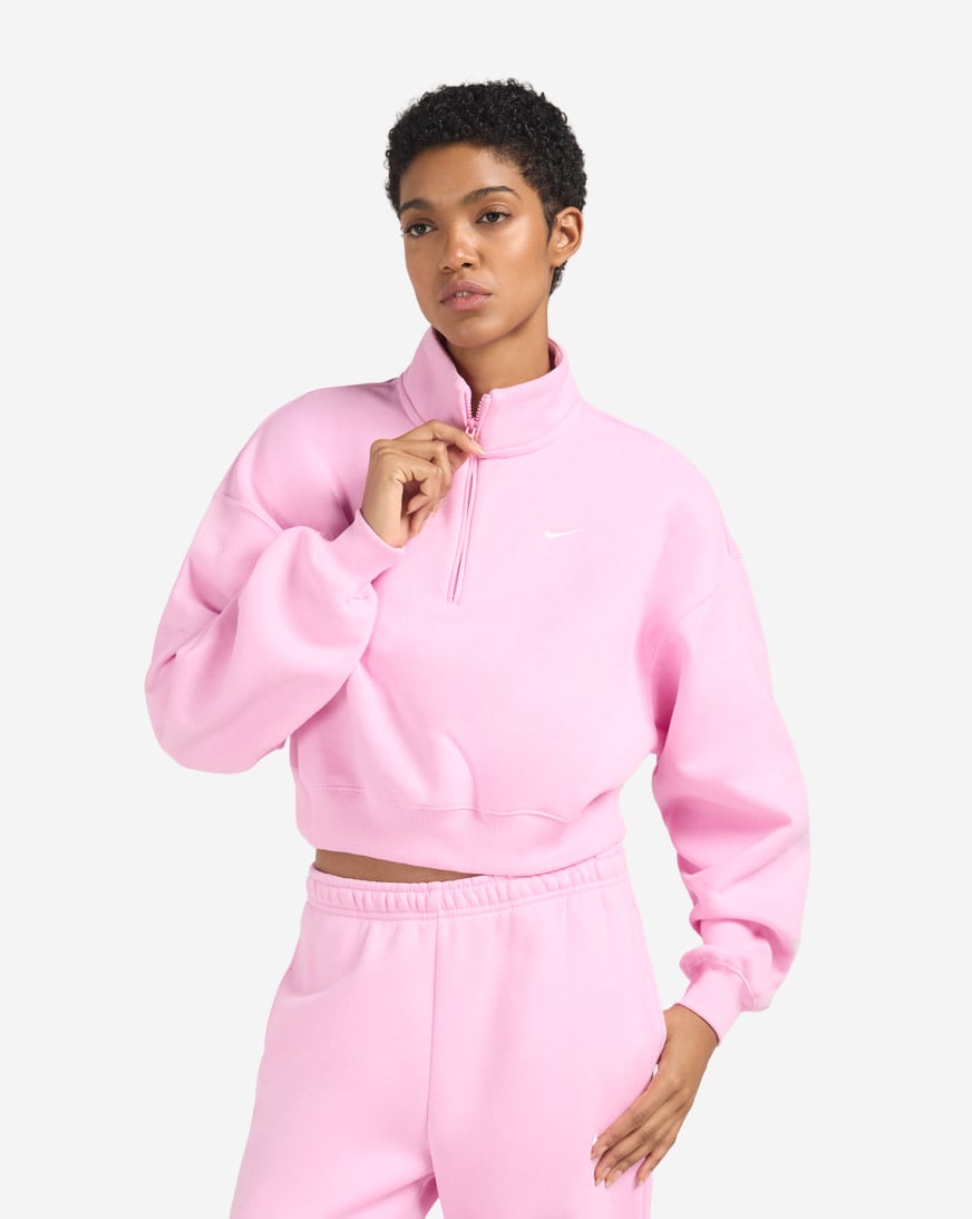 Shop Nike Studio Fleece Medium Weight Oversized 1/4-Zip Cropped