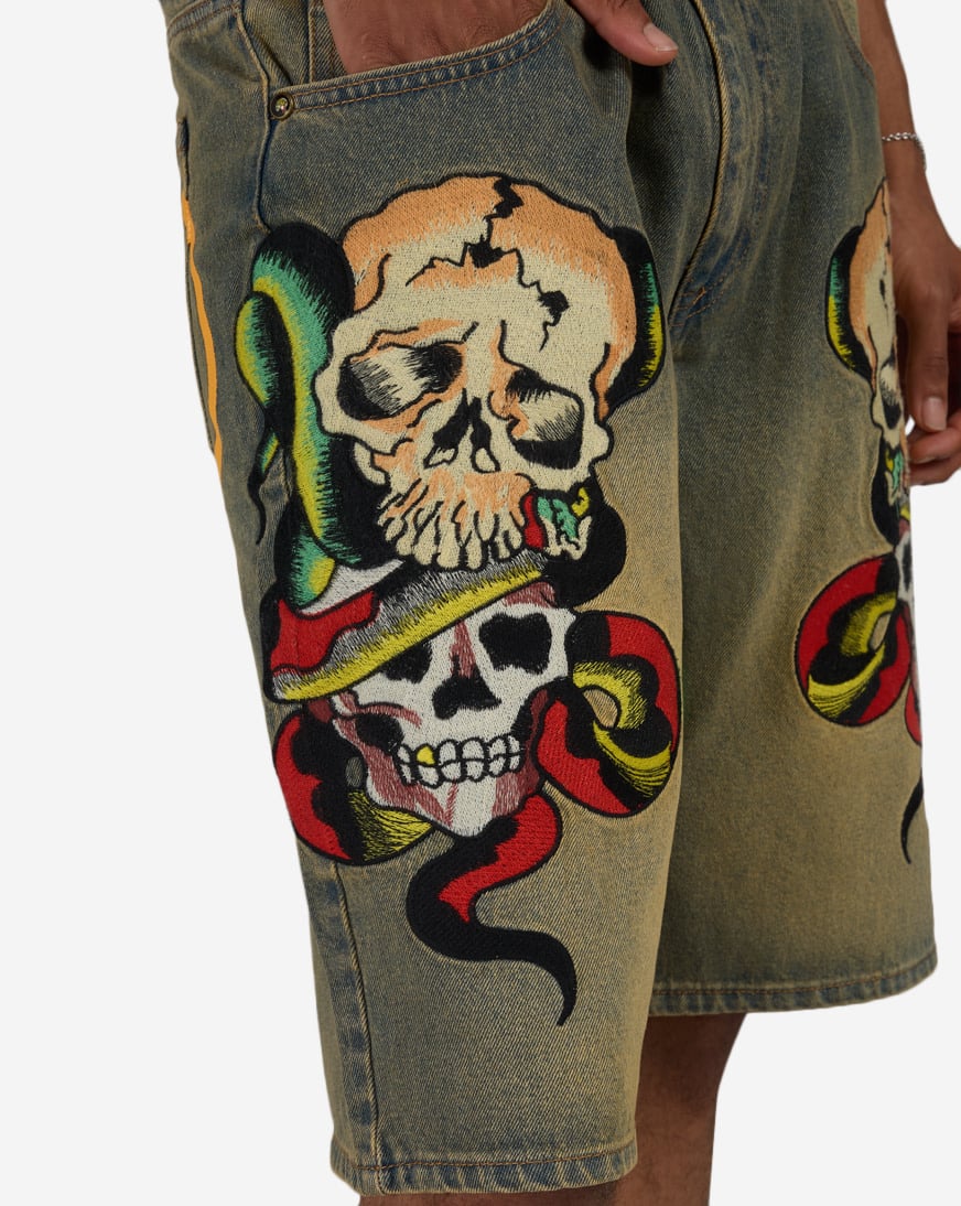Shop Ed Hardy Skulls Denim Short MEHD800213-TIN blue | SNIPES USA