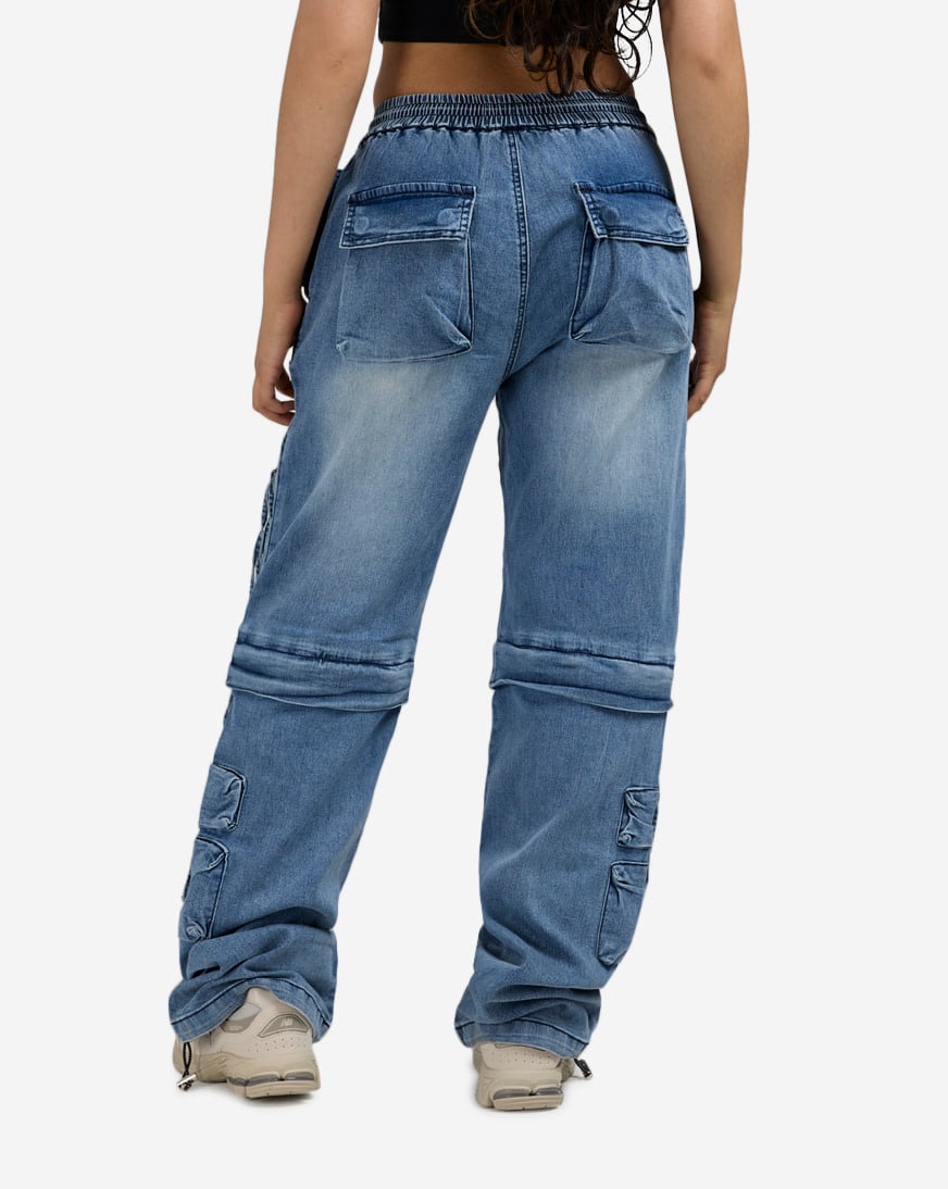 Shop Vibrant Zip-Off Cargo Jort Denim XPT256 blue | SNIPES USA