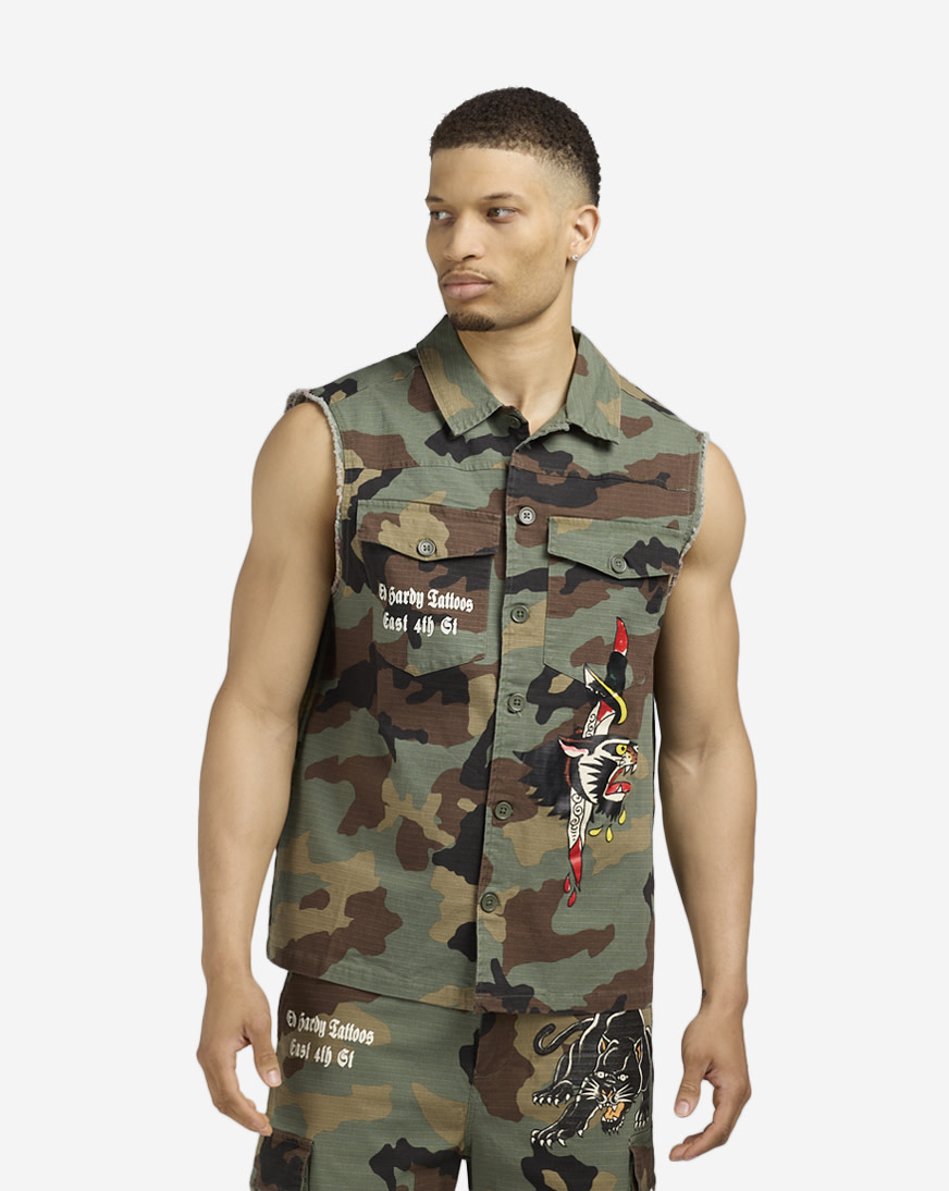 Shop Ed Hardy Panther Twill Woven Jacket EHMSJ001-1-CAM camo Shop Ed Hardy Panther Twill Woven Jacket EHMSJ001-1-CAM camo