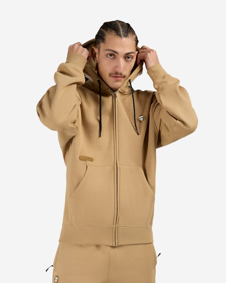 Shop AAPE Now Fleece Full-Zip Hoodie AAPSWMC358XXP-BGX beige
