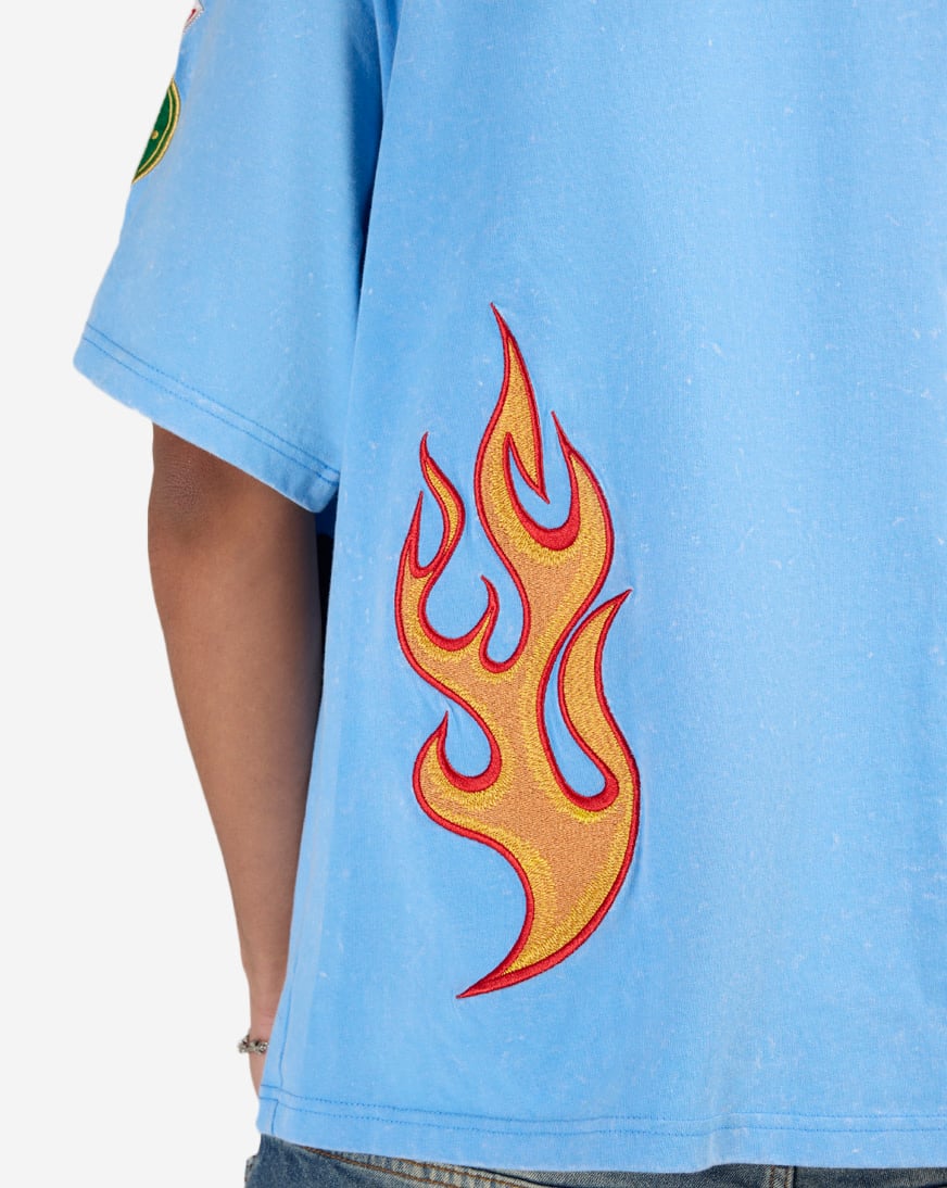 Shop Smoke Rise Multi Embroidery Patched Tee KT25659SNZ-BLU blue