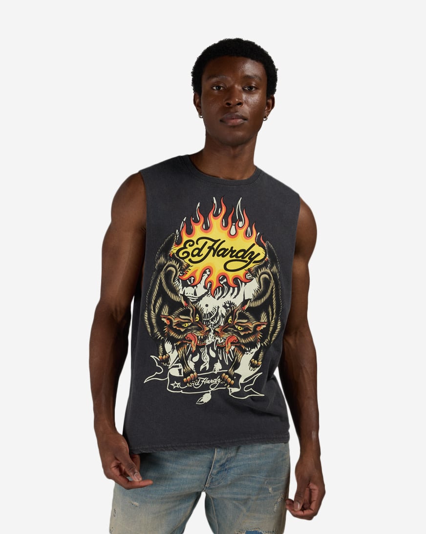 Shop Ed Hardy Wolves Muscle Tank EHM100019-GRY grey | SNIPES USA