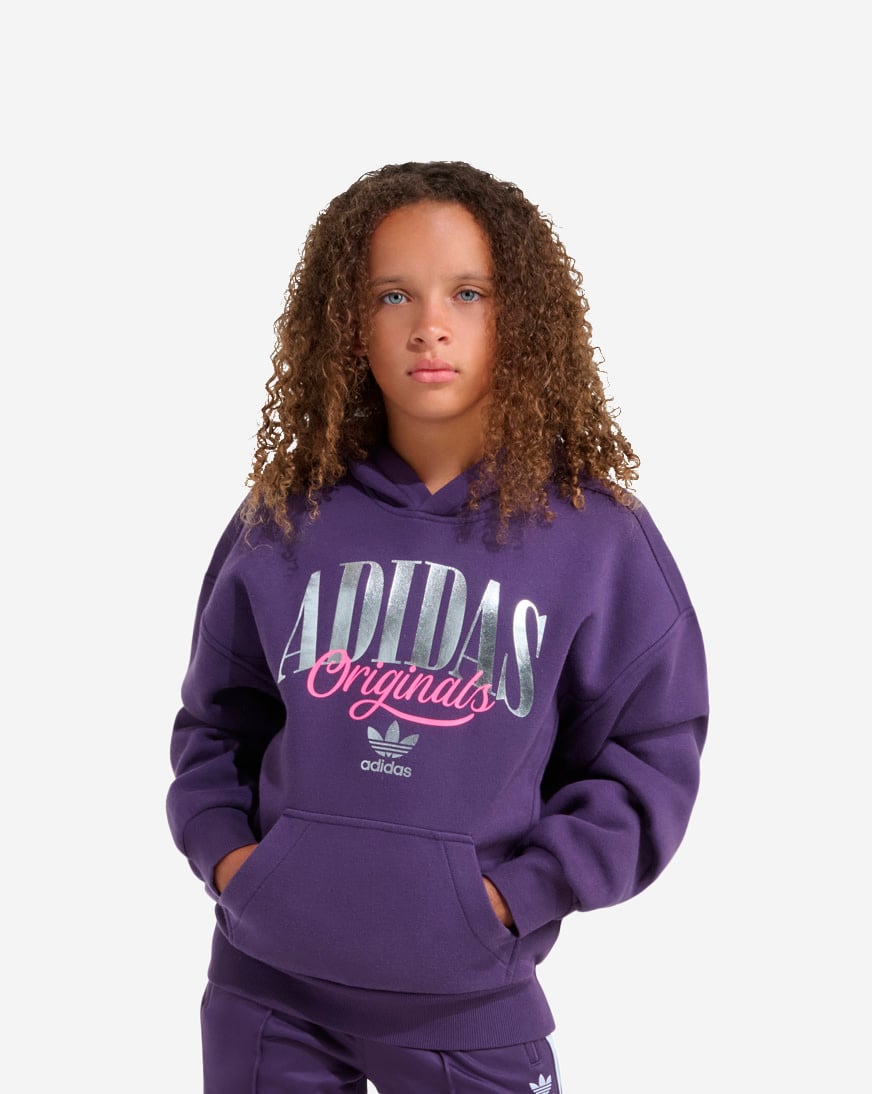 Shop adidas Kids' Silver Foil Logo Fleece Hoodie OA01197