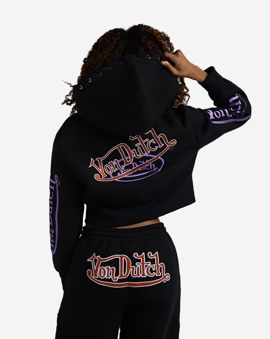 Shop Von Dutch Grommet HD Corset Full Zip Fleece Hoodie