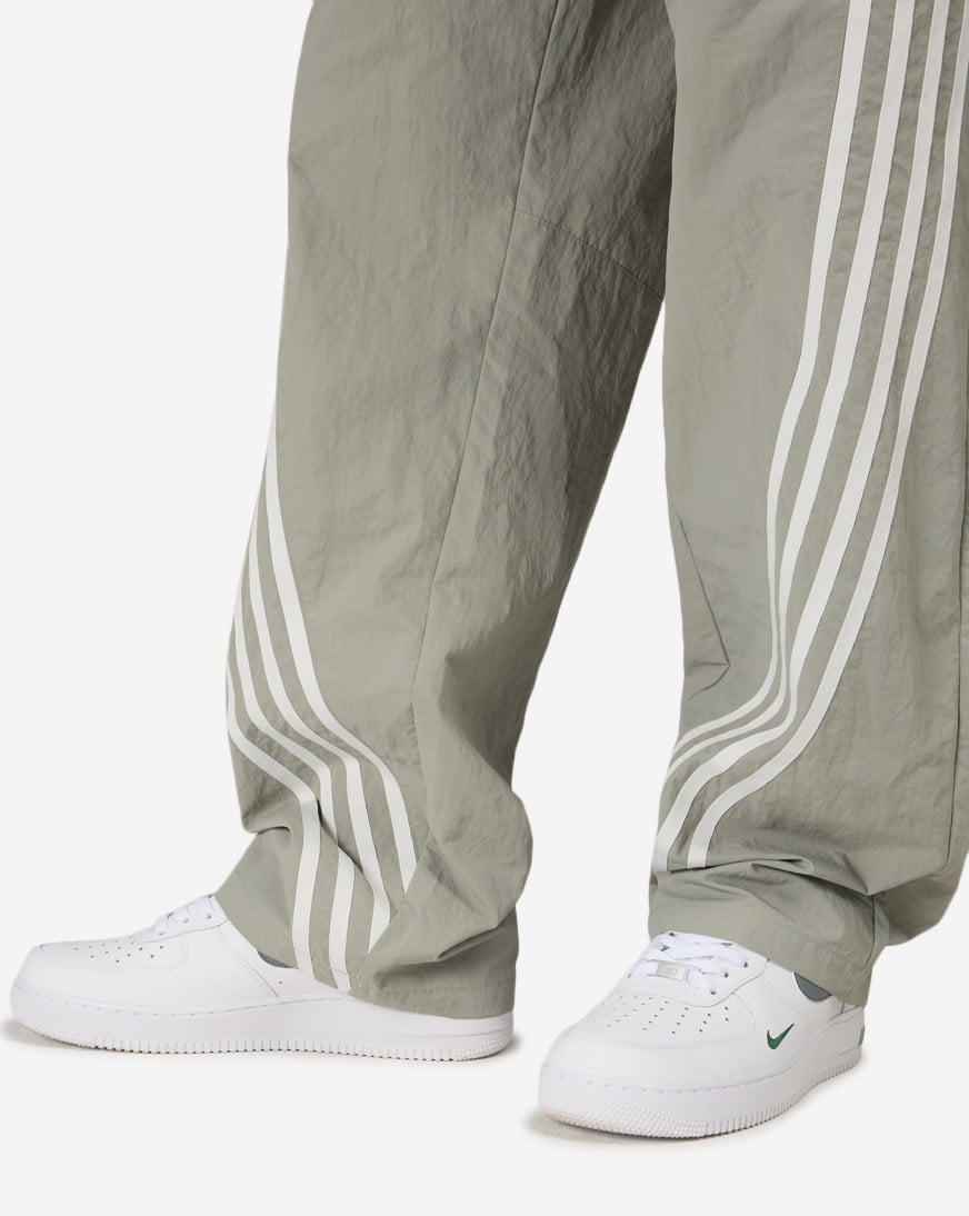 Shop Decibel Vertical Stripe Nylon Pants FW26B6201-GRY grey