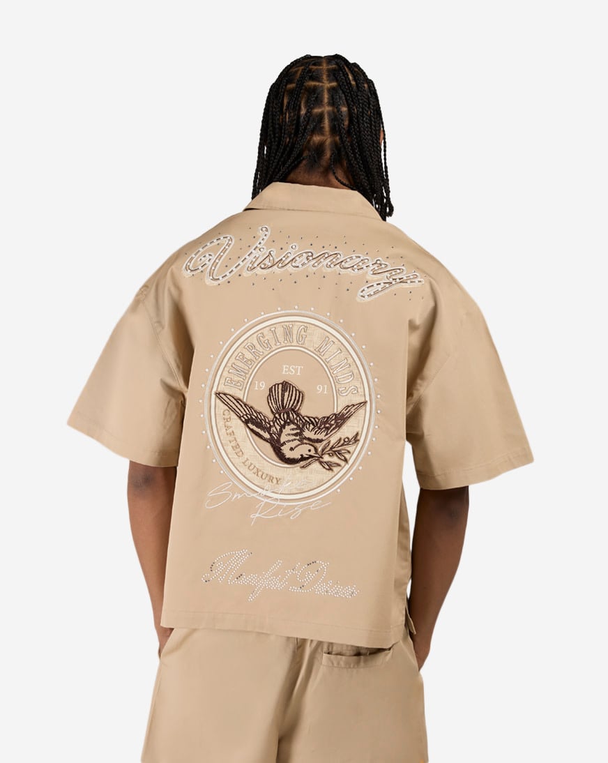 Shop Smoke Rise Visionary Woven Shirt WH26S445SNZ-SES beige