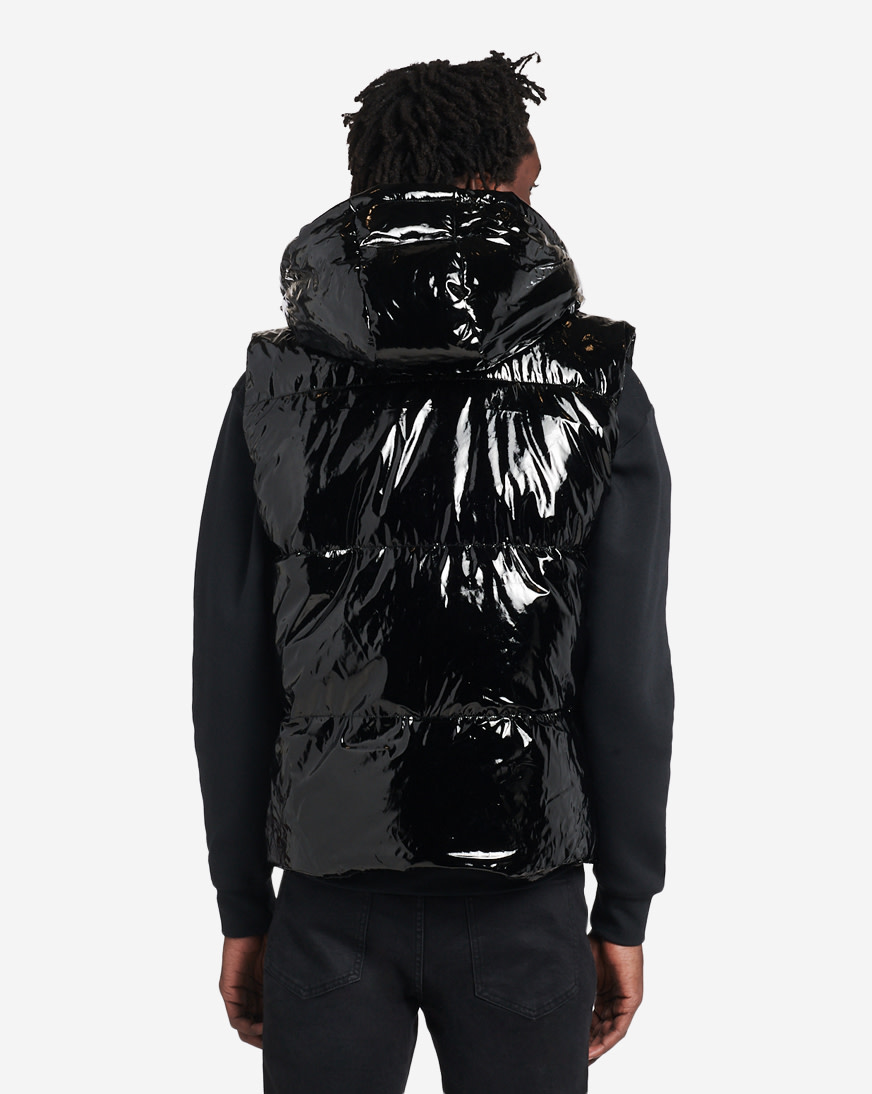 Shop Decibel Shiny Bubble Hooded Vest FW22V106-BLK black