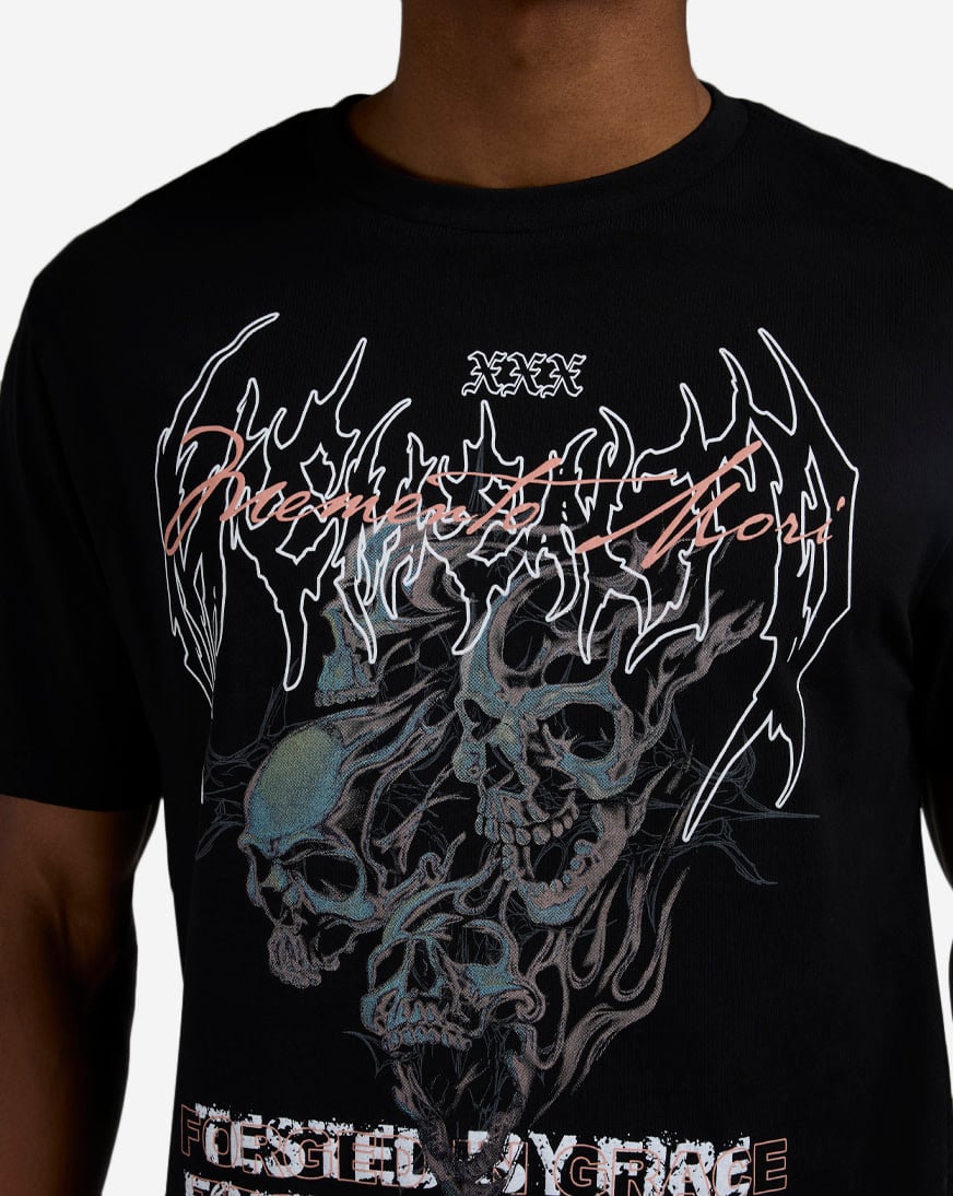 Shop Graphic Tees Fire Grace Skull Tee MTUS539-US-00007 black