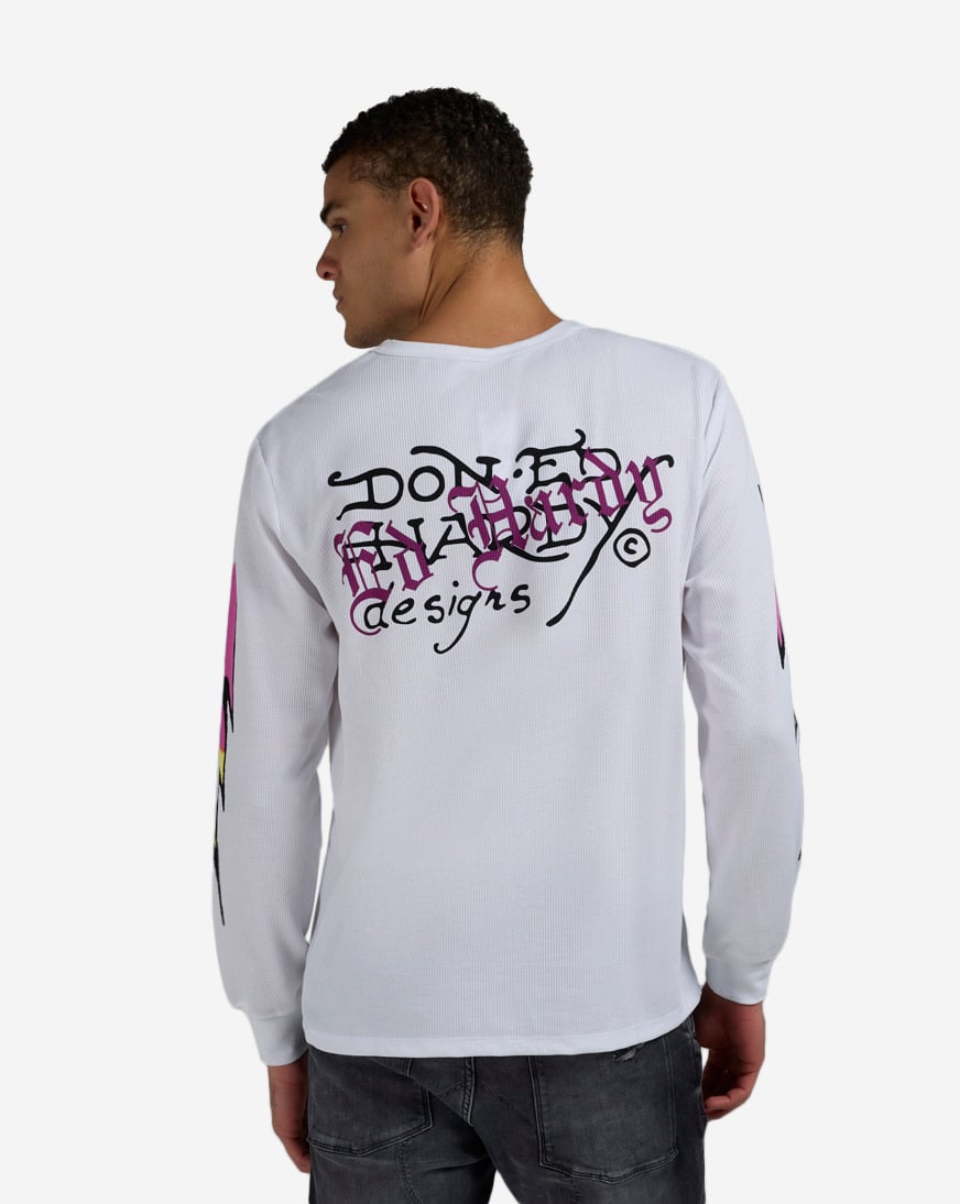 Shop Ed Hardy Panther Rose Thermal Top EHMT1401-5-WHT white