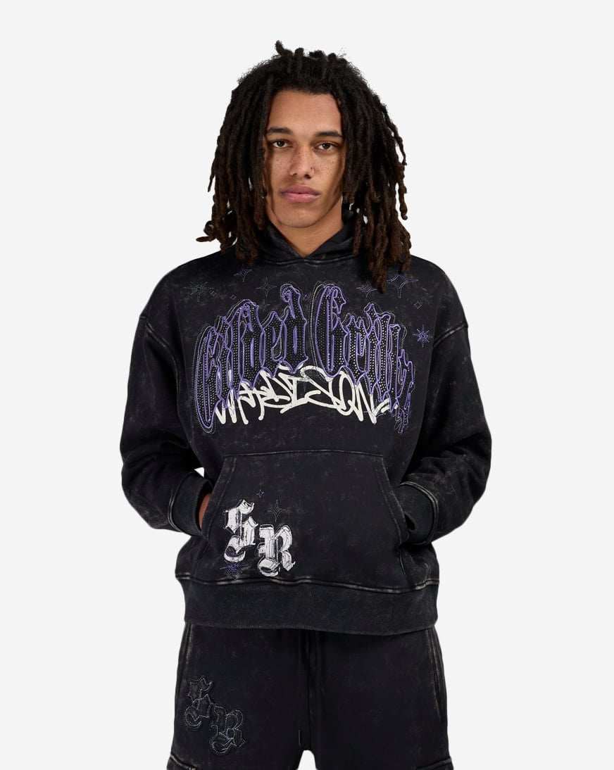 Shop Smoke Rise Rhinestone Dystopia Hoodie FO24655SN-VIO purple