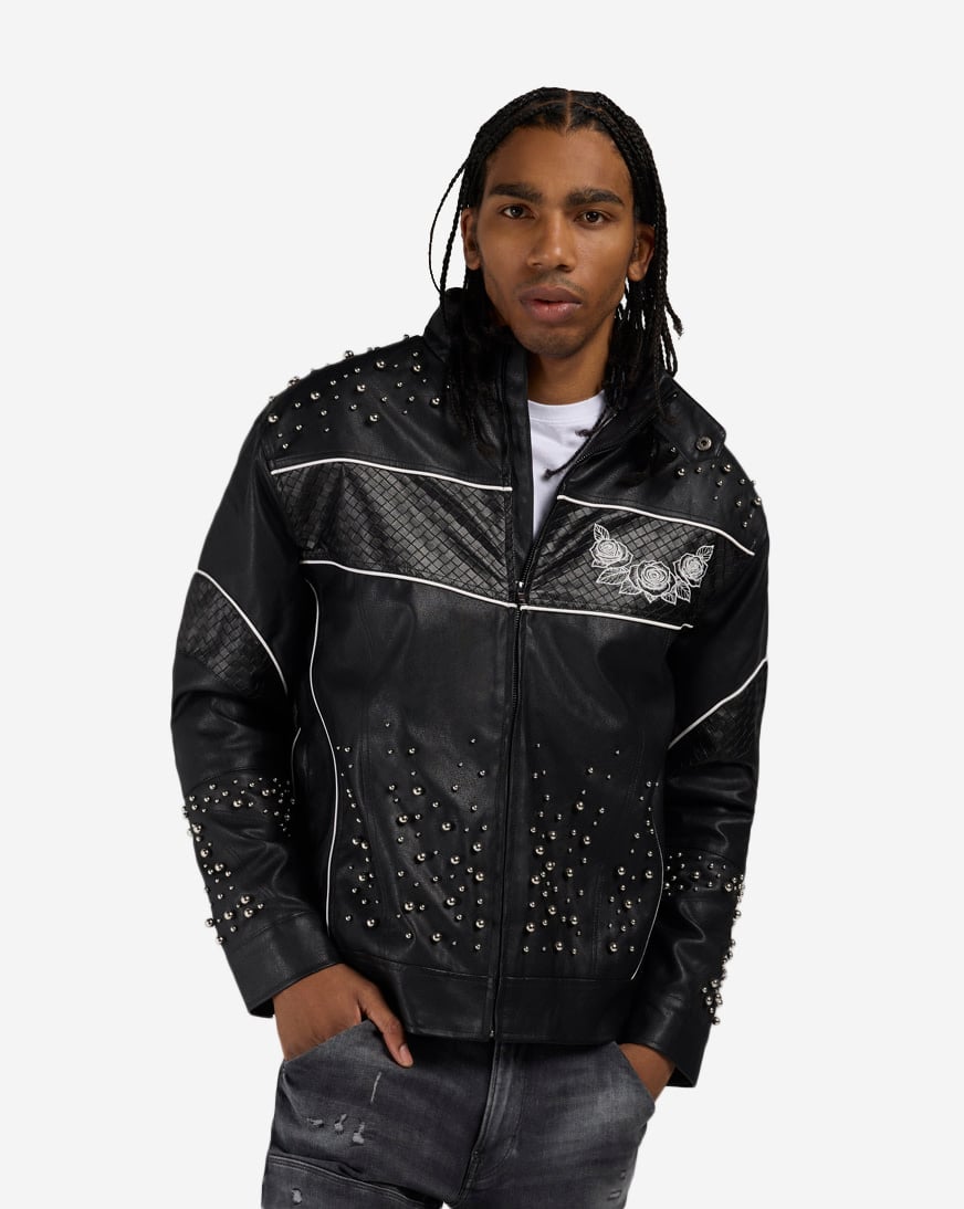 Shop Smoke Rise Noble Steed PU Trucker Jacket WJ26S488SNZ-BLK