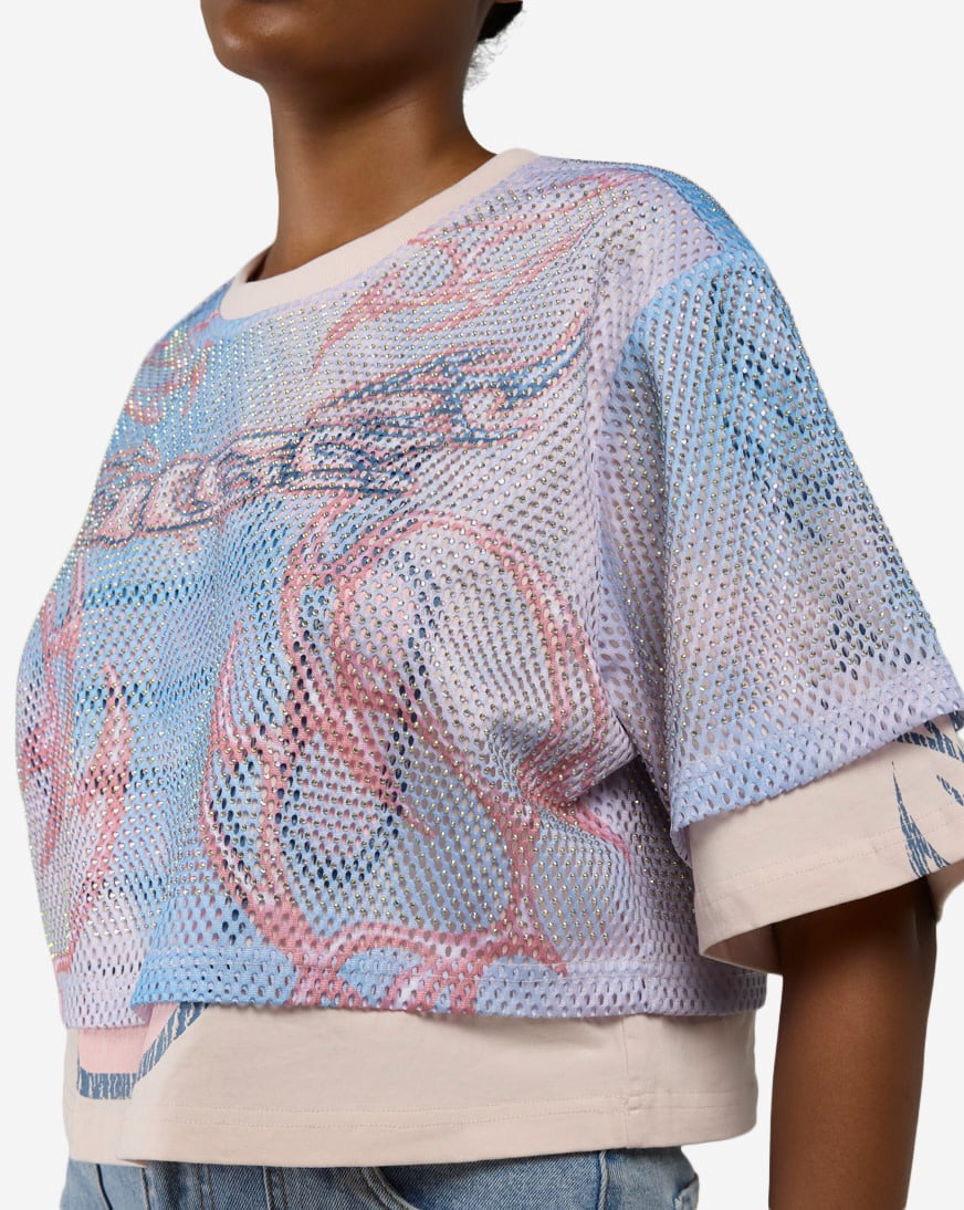 Shop Smoke Rise Rhinestone Cropped Jersey Tee RKT26S484SN