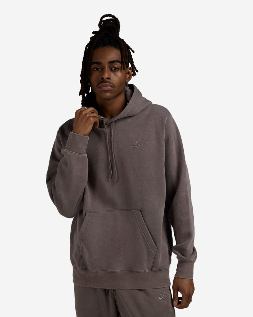 Shop Nike NSW Club Washed Fleece Hoodie IQ1219-289 brown | SNIPES USA